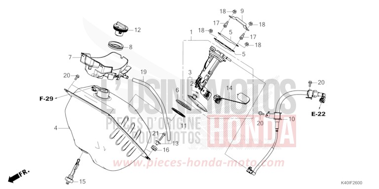 FUEL TANK for Forza 125 MAT CARNELIAN RED METALLIC (R384) from 2022